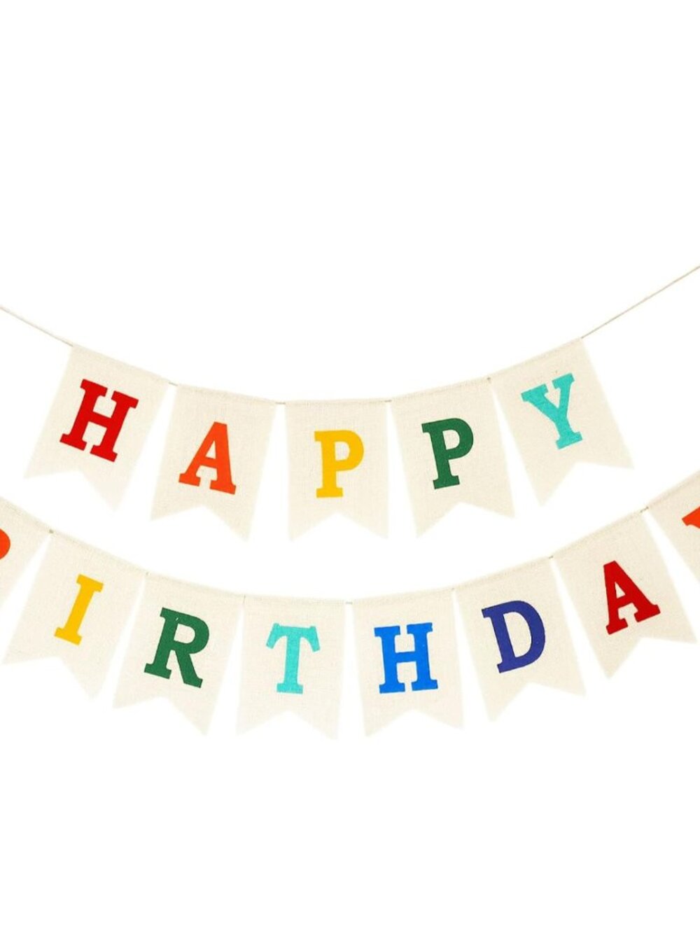 Burlap Happy Birthday Banner, Assembled Birthday Banner Sign Garland for Colorfu